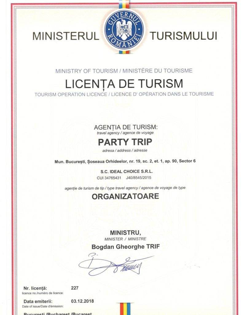 Licența de turism PartyTrip